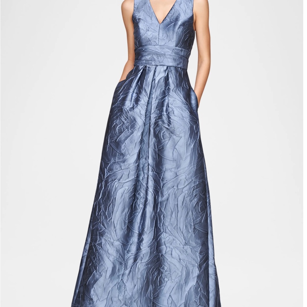 Kay Unger Shimmering Blue Maxi Dress - Picture 2 of 4